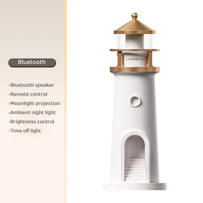 Moon Projection Lighthouse Night Light – Dimmable, Motion Sensor, Bluetooth Music, Timing Ambient Lamp for Christmas & Birthday Gift