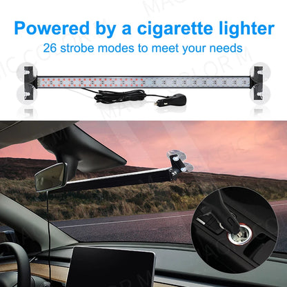 LED Strobe Police Lights - 80 LED Auto Emergency Grill Warning Lamp, Windshield Traffic Advisor Flashlight for Cars