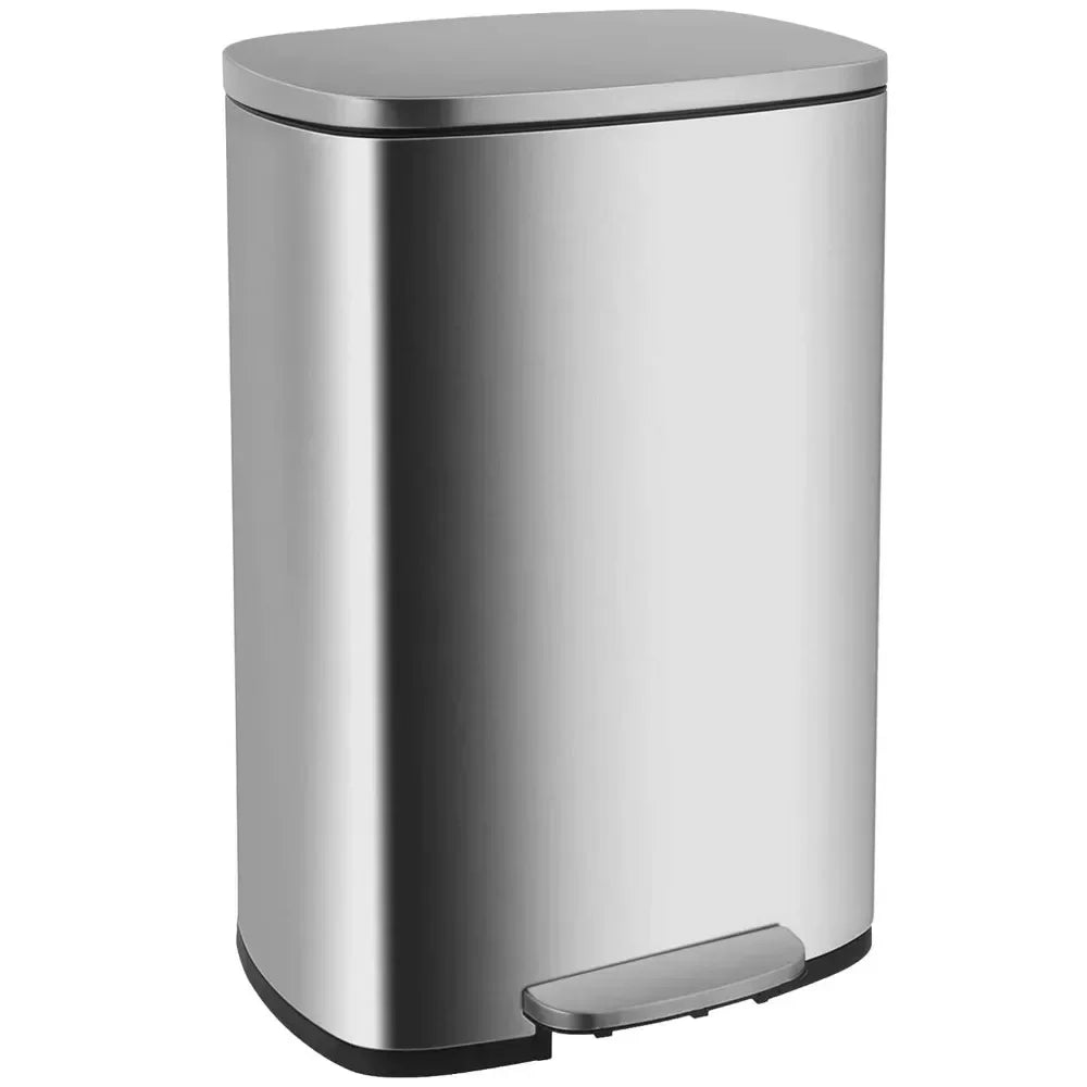 13 Gallon (50L) Kitchen Trash Can – Step Garbage Bin with Lid for Office, Bedroom & Bathroom