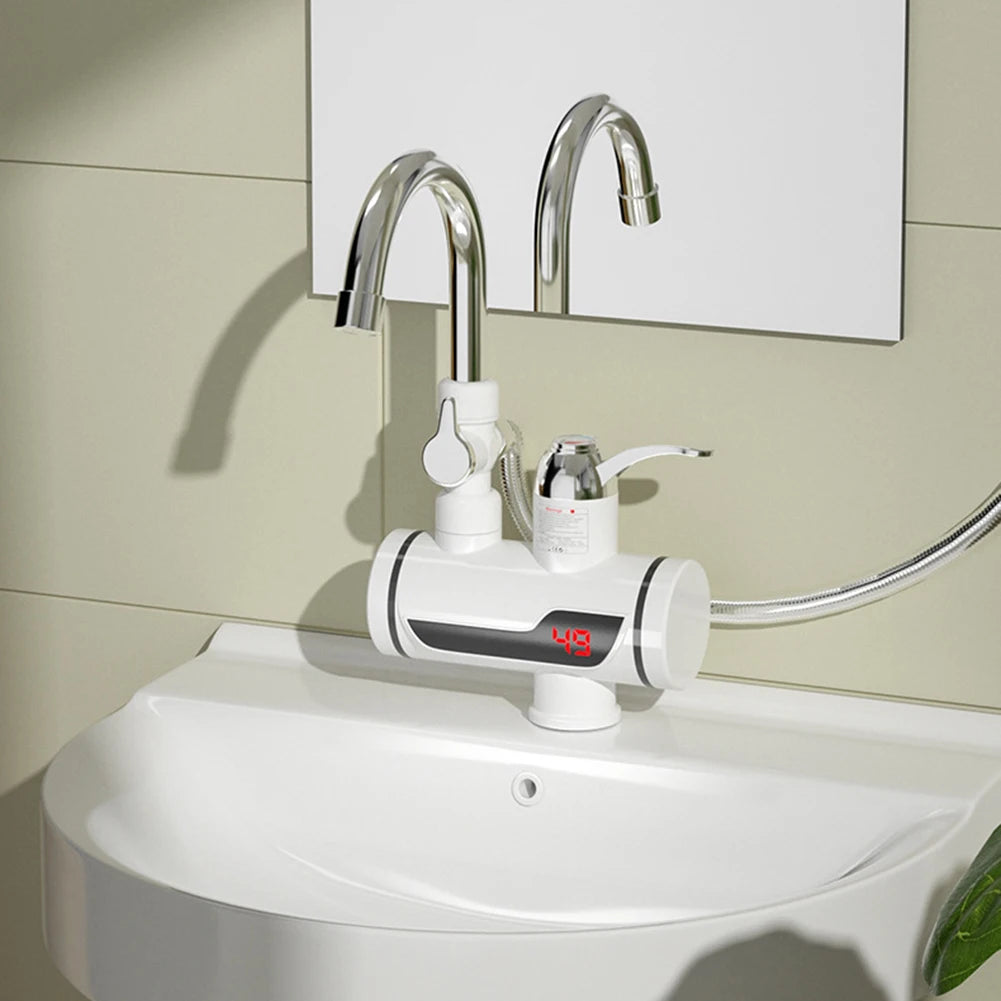 3000W Instant Electric Water Heater — EU Plug Digital Display Tankless Shower & Kitchen Faucet 220V