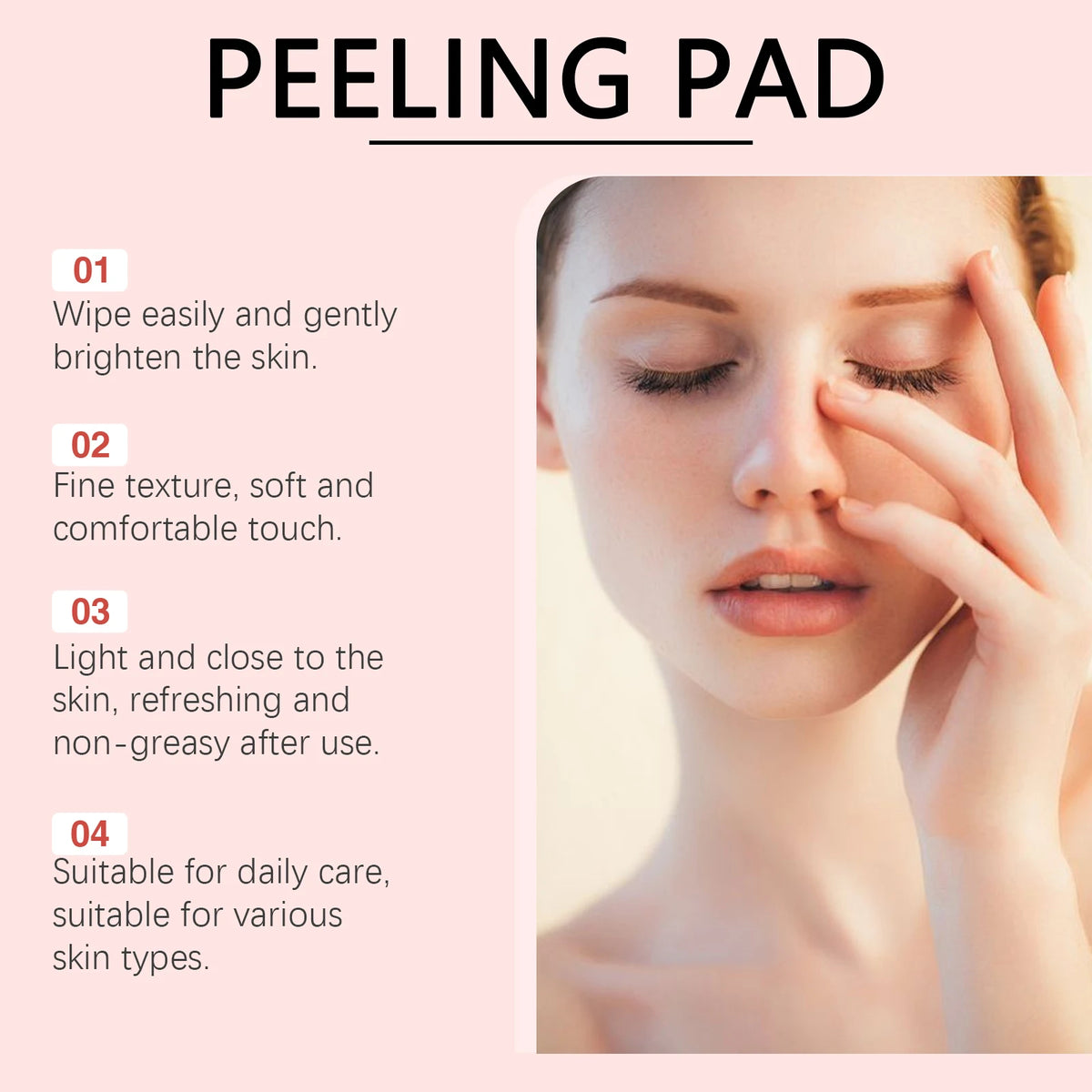70-Piece Red Succinic Acid Peeling Pads - Gentle Exfoliating & Moisturizing Facial Pads with Panthenol