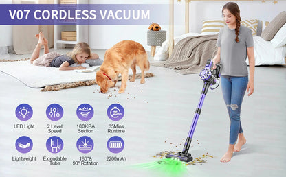 GOOVI V07 Cordless Handheld Vacuum Cleaner - 100KPA Suction Power, 180W, 0.9L Dust Cup, for Pet and Home Cleaning