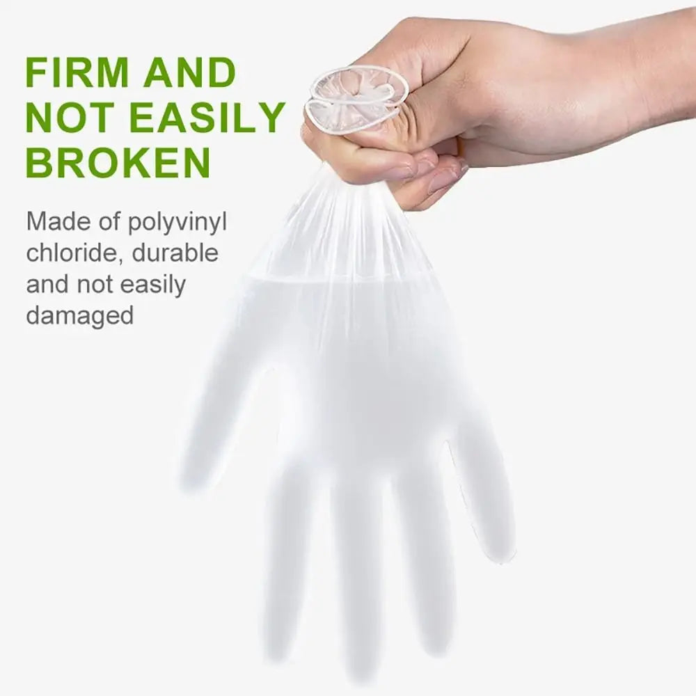 100PCS Disposable Food-Grade Gloves – Transparent Non-Slip TPE Safety Cleaning Gloves, Latex-Free & Portable