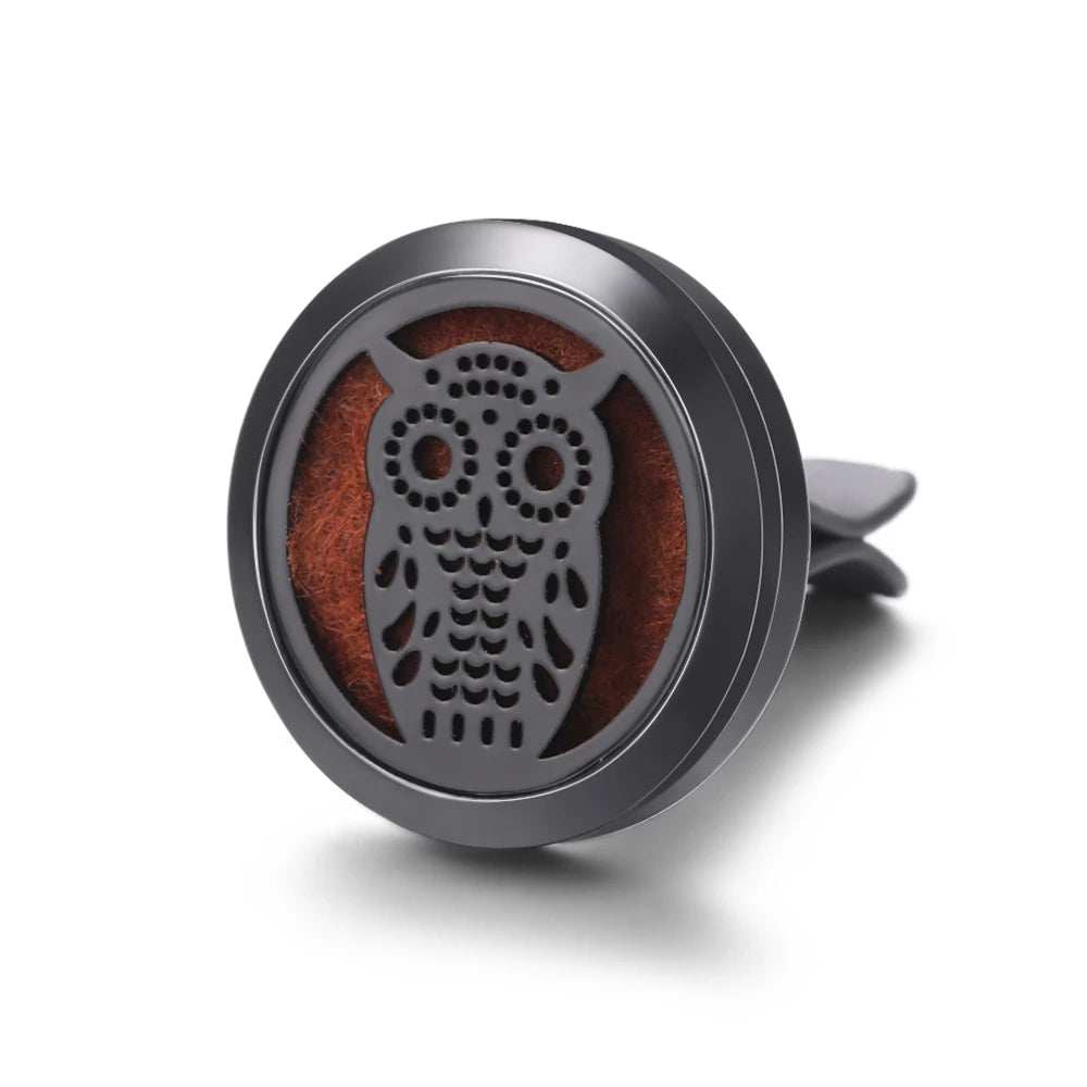 All-Black Tree of Life Car Air Freshener – Stainless Steel Aromatherapy Essential Oil Diffuser Locket Pendant