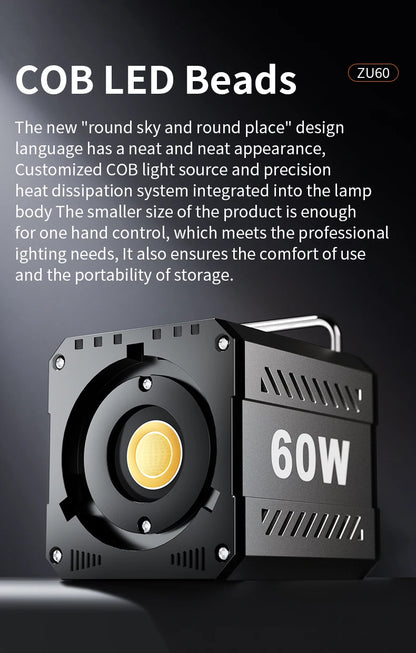 LED Fill Light Handheld COB Photography Light - Dual Color, Gentle Light for Outdoor Shooting, YouTube, TikTok, Vlog with Remote Rocker