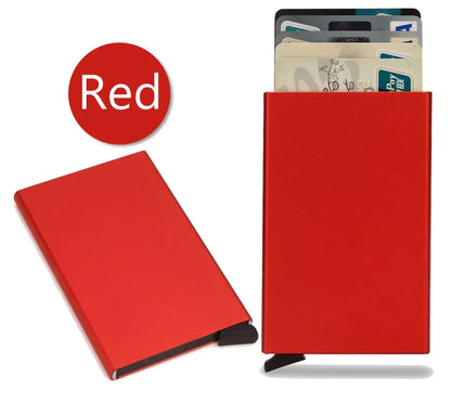 RFID Credit Card Holder Metal Slim Wallet for Men & Women, Pop-Up Minimalist Small Black Purse, Mini Wallet