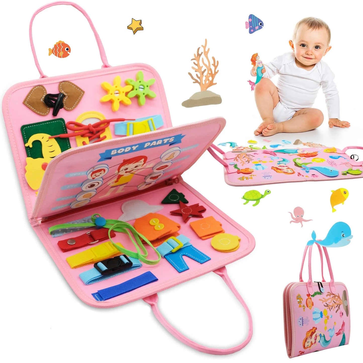 Montessori Toddler Busy Board – Educational Activity for Motor Skills & Baby Learning Toys for Travel