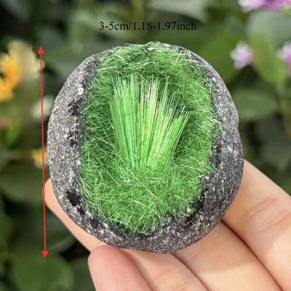Raw Green Magnetite & Quartz Crystal Cluster - Egg-Shaped Mineral Specimen with Pyrite & Ice Crystals