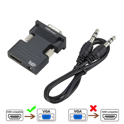 HDMI to VGA Converter Adapter - 1080P Video Audio Adapter with 3.5mm Jack for PC Laptop HDTV Projector
