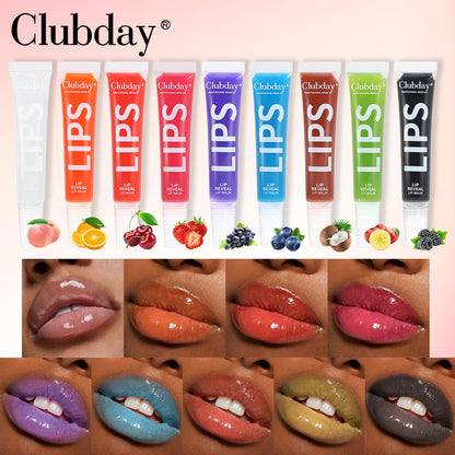 Clubday 9-Color Lip Balm Set – Moisturizing Fruit Lip Oil with Mirror, Long-Lasting Hydrating Lip Gloss