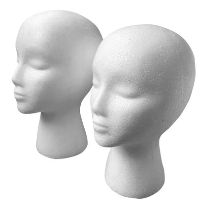 Female Styrofoam Mannequin Head | White Foam Model for Hats, Glasses, Wigs Display & Stand Rack