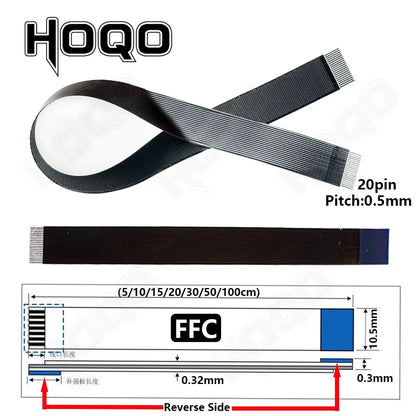 Ribbon FPV HDMI-Compatible Connector – Flexible Flat Cable for Raspberry Pi 4, Micro HDMI to HDMI/Mini HDMI Female 90° FFC 20pin