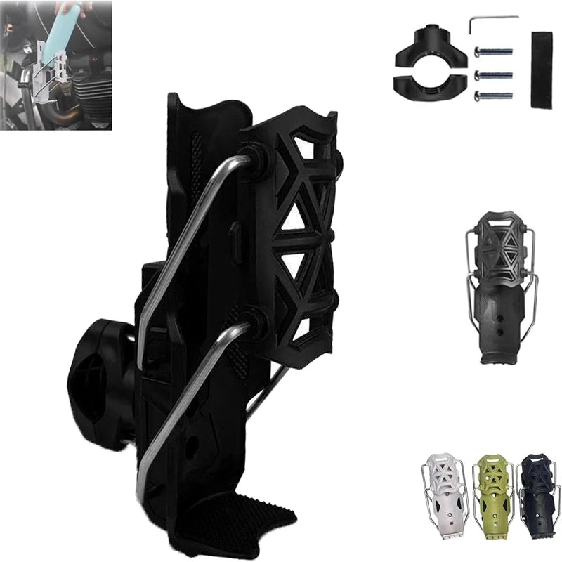 360° Adjustable Motorcycle & Bike Handlebar Cup Holder – Universal Water Bottle Cage Mount for MTB, Road Cycling & Motorbikes