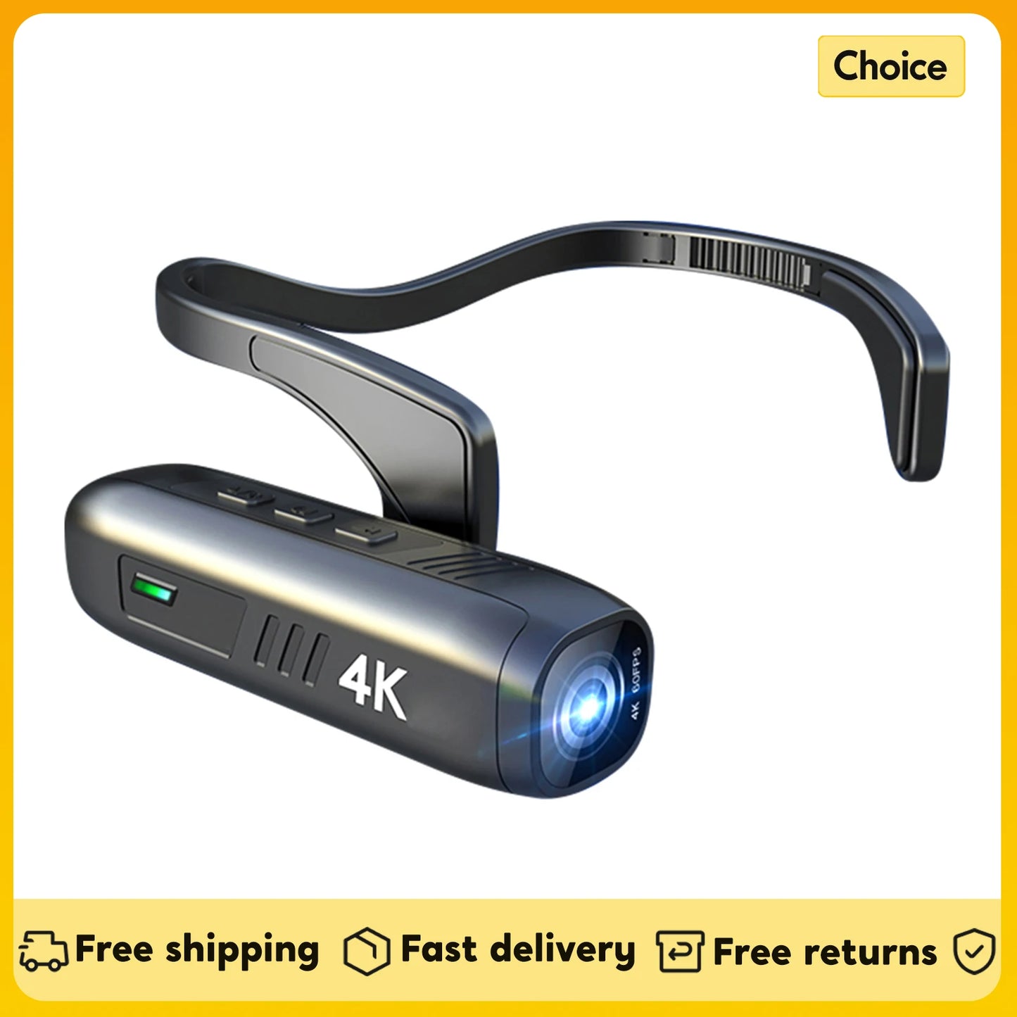 4K 30FPS Head-Mounted WiFi Camera – Wearable Camcorder with 120° Wide-Angle Lens & Anti-Shake