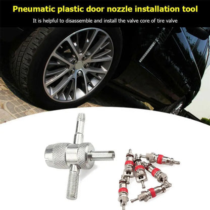 4-in-1 Tire Valve Core Wrench Set – Automotive Valve Stem Repair, Installation & Cleaning Tool