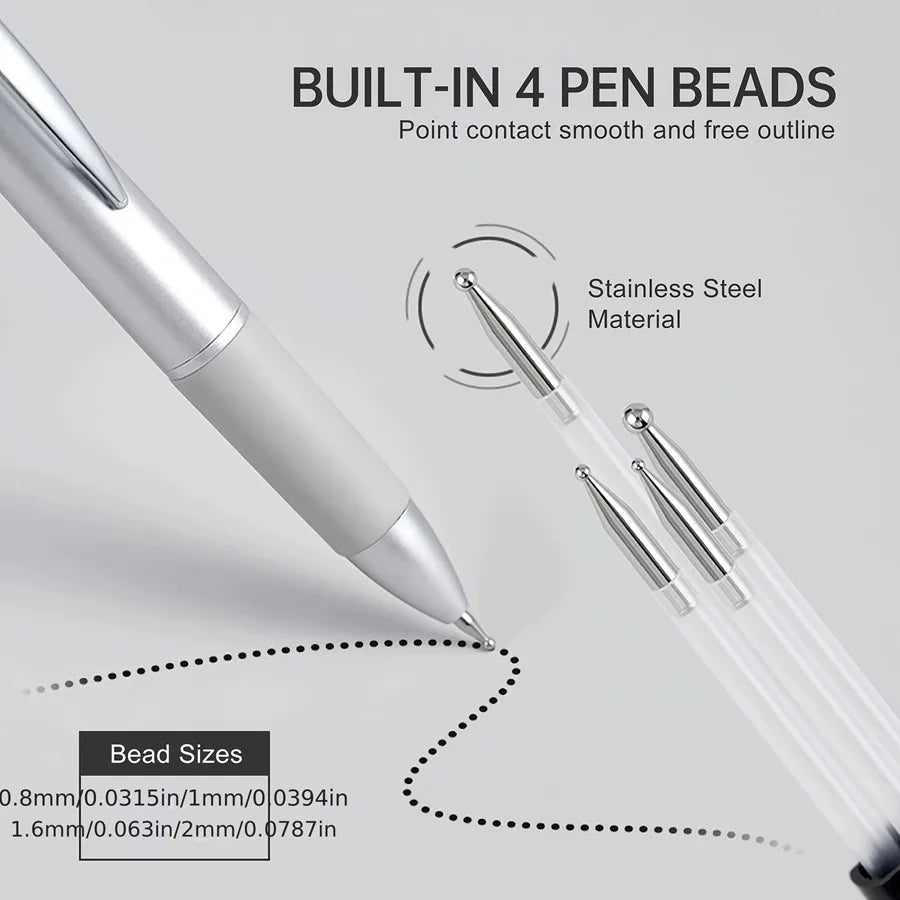 5-in-1 Nail Art Dotting Pen - Multi-Size Rhinestone Picker & Manicure Painting Tool