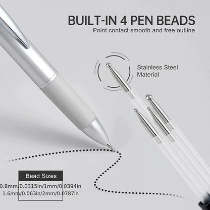 5-in-1 Nail Art Dotting Pen - Multi-Size Rhinestone Picker & Manicure Painting Tool