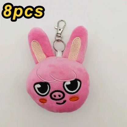 20cm Kawaii Skzoo Plush Toy Set – 8pcs Cartoon Stuffed Animals for Kids, Room Decor & Gifts