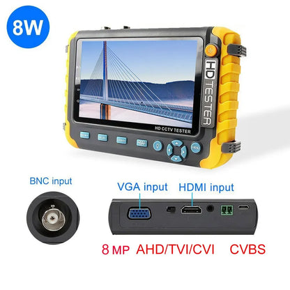 8MP CCTV Tester – 5-Inch Camera Monitor for AHD/CVI/TVI, 4K CVBS Analog, HDMI & VGA Input Mini CCTV Monitor