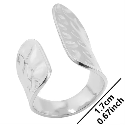Stainless Steel Chunky Open Ring — Textured Vintage Lava Design for Men & Women