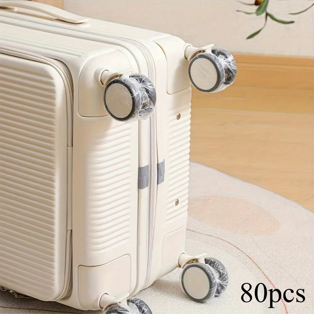 50/80PCS Luggage Wheel Covers — Dustproof Disposable Protectors for Suitcase & Trolley Cases