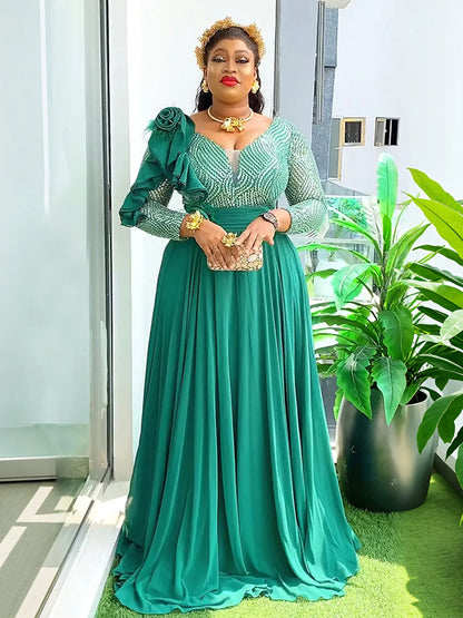 Plus Size African Party Dress - Elegant Dashiki Ankara Wedding Evening Gown