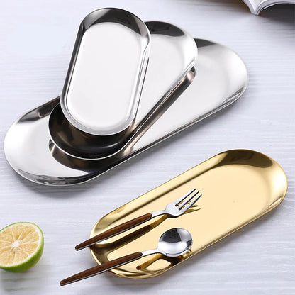 Stainless Steel Cosmetic Storage Tray — Nail Art Tools Organizer & Surgical/Dental Plate