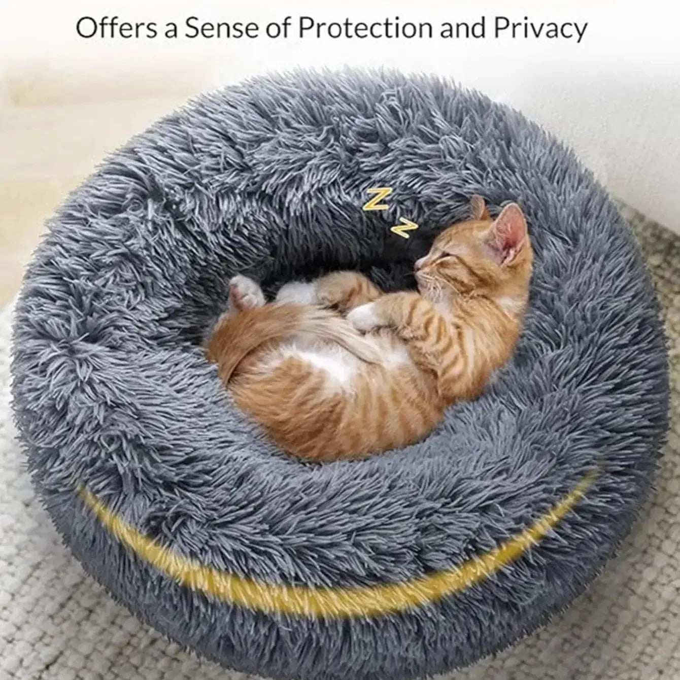 Super Soft Round Pet Bed (40-90cm) for Large Dogs & Cats | Long Plush Dog House for Winter Warmth | Comfortable Sleeping Space for Medium Pets