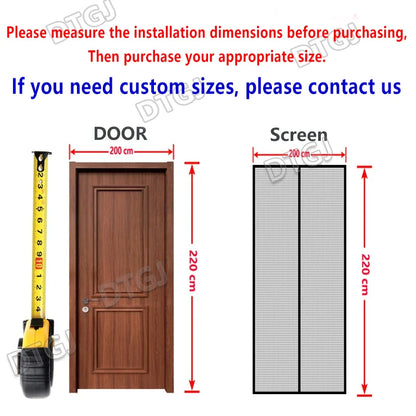 Magnetic Door Screen Mosquito Net - Auto Closing Black Fly Insect Mesh Curtain for Kitchen & Living Room
