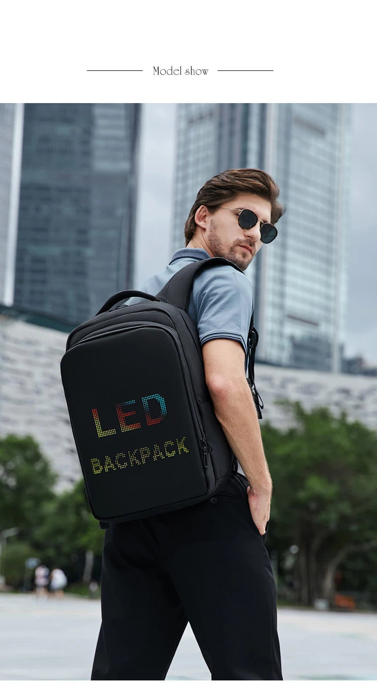 LED Display Laptop Backpack — 15.6” Smart Business & School Travel Bag for Men & Women