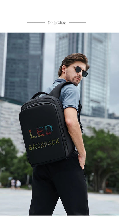LED Display Laptop Backpack — 15.6” Smart Business & School Travel Bag for Men & Women