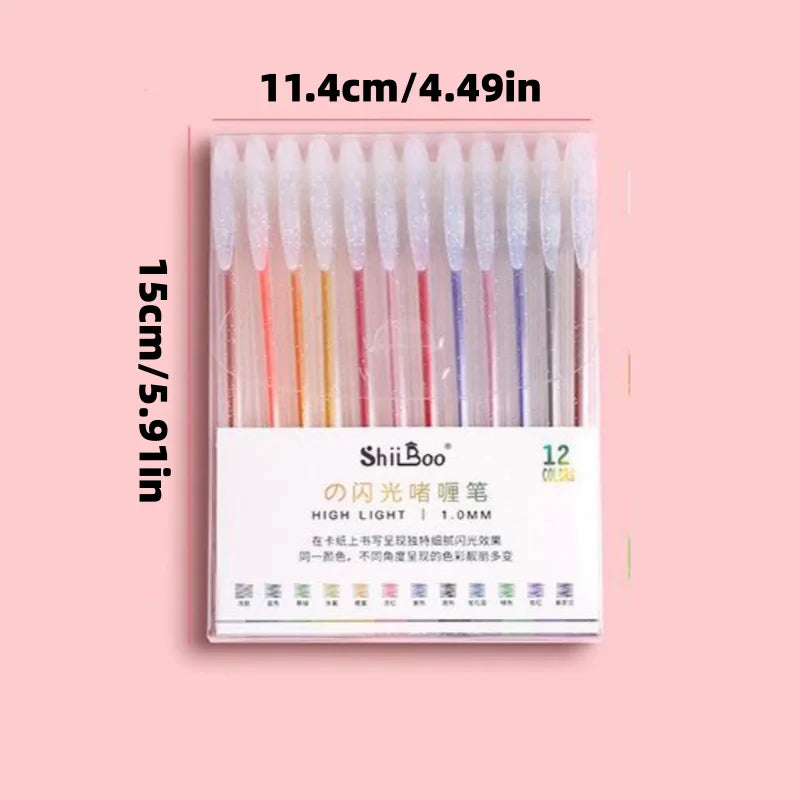 12 Color-Changing Glitter Gel Pens Set - Shimmer Liquid Sand Pens for Journaling, Drawing & Creative Art
