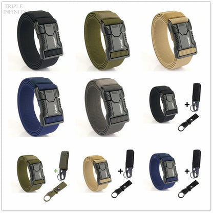 Aluminum Alloy Quick Release Tactical Belt – Durable Elastic Buckle for Men – Ideal for Outdoor, Army, Cowboy, and Hunting