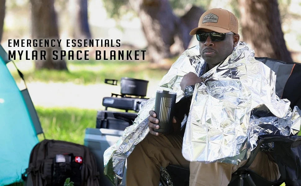 4PCS Emergency Mylar Thermal Blankets – Foil Space Blanket for NASA-Style Body Warmer, Outdoor First Aid, Camping, Hiking & Travel