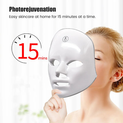 Rechargeable 7-Color LED Facial Mask - Photon Light Therapy Skin Care & Beauty Device for Home Use