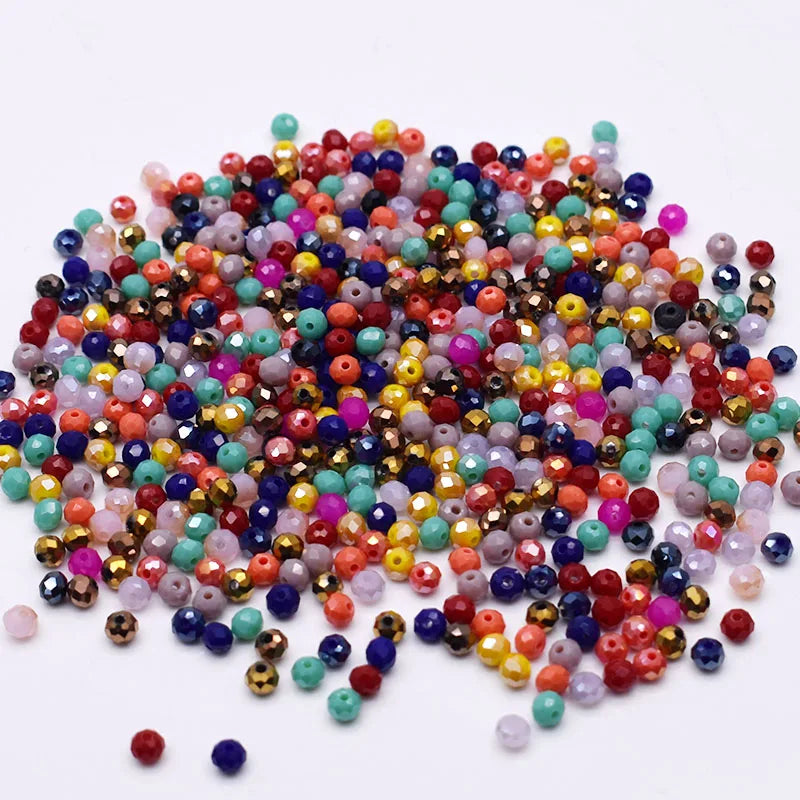 Mixed Color Crystal Glass Beads - 4mm Faceted Rondelle Spacer Beads for DIY Bracelet & Jewelry Making Crafts