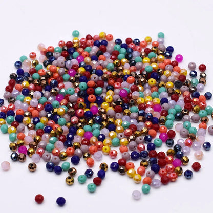 Mixed Color Crystal Glass Beads - 4mm Faceted Rondelle Spacer Beads for DIY Bracelet & Jewelry Making Crafts