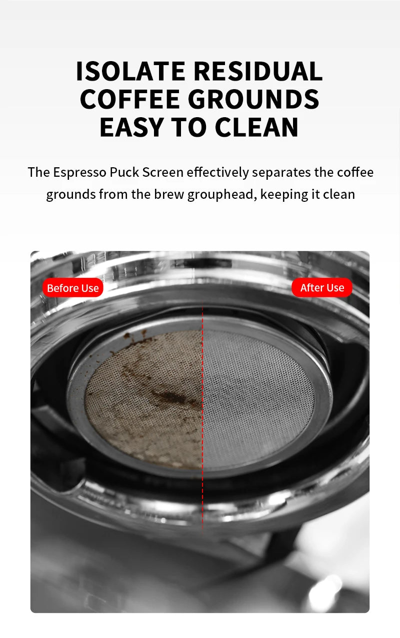 MHW-3BOMBER Espresso Puck Screen – 51/53/58.5mm Reusable Stainless Steel Coffee Filter, 0.8/0.2mm Thickness Coffee Tool