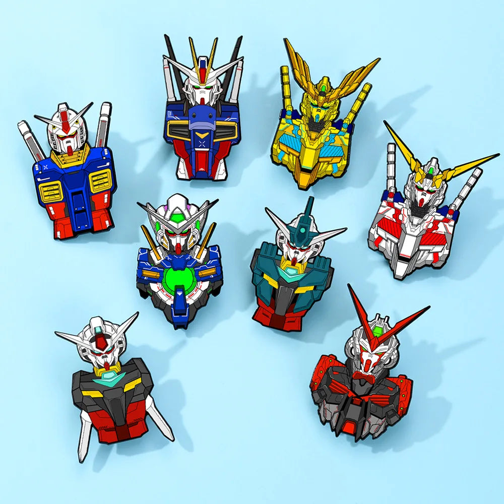 QHOT Mobile Suit Gundam Enamel Pins - Cartoon Alloy Brooch Badges for Bags, Backpacks and Anime Accessories