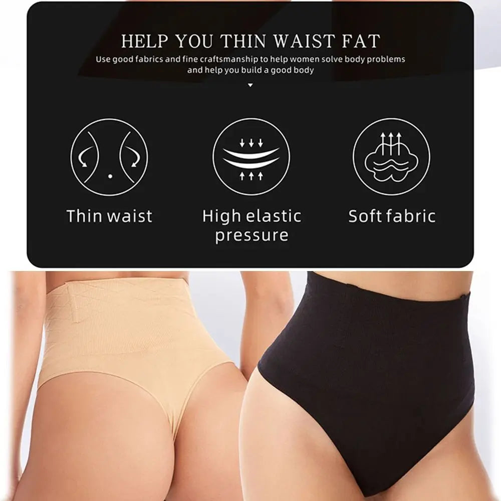 Women's Sexy High Waist Thong Shaper - Slimming Tummy Control Panties, Butt Lifter Shapewear Lingerie Fajas