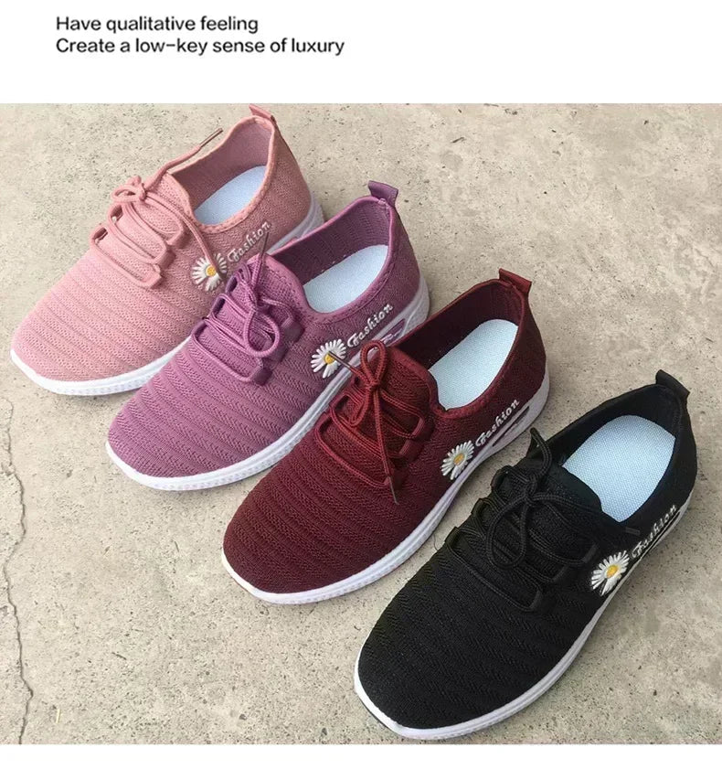 Women's Fashion Sports Shoes – Breathable Mesh, Soft Thick Sole, Lightweight Casual Trendy Coconut Sneakers