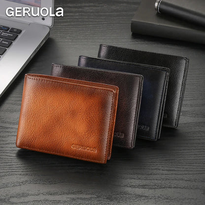 Bestseller 2526 Short Style Genuine Top-Grain Cowhide Leather Wallet with RFID Blocking & Multiple Card Slots – Compact Men’s Wallet Card Holder