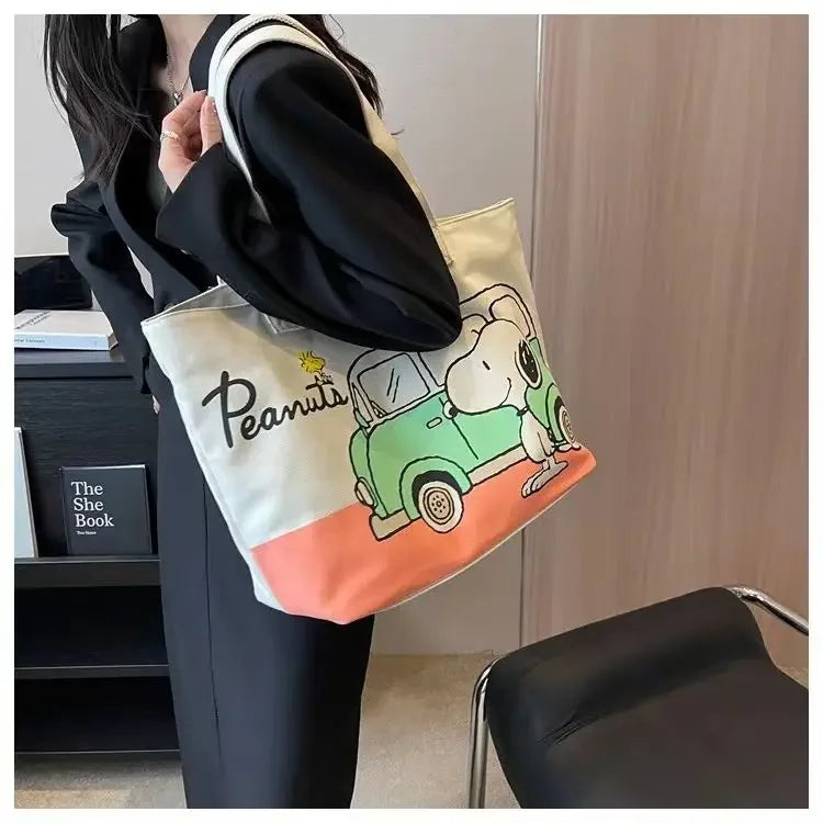 Snoopy Girl Cartoon Canvas Bag – Cute, Lightweight, Large Capacity Shoulder Bag for Travel & Casual Use