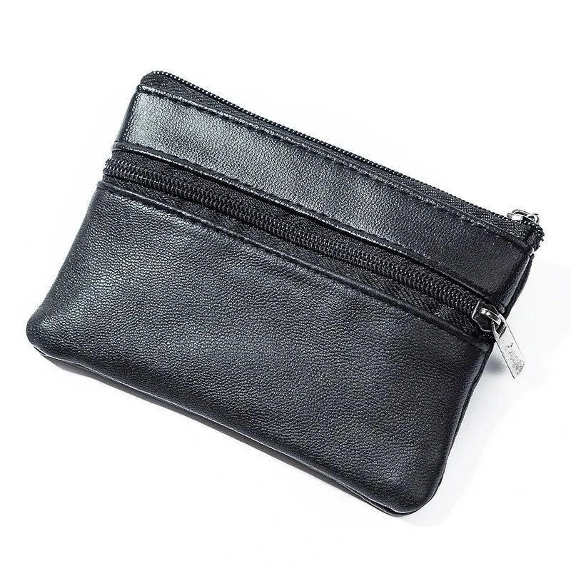 Leather Mini Coin Purse with Zipper – Small Wallet & Key Holder for Women, Men & Kids
