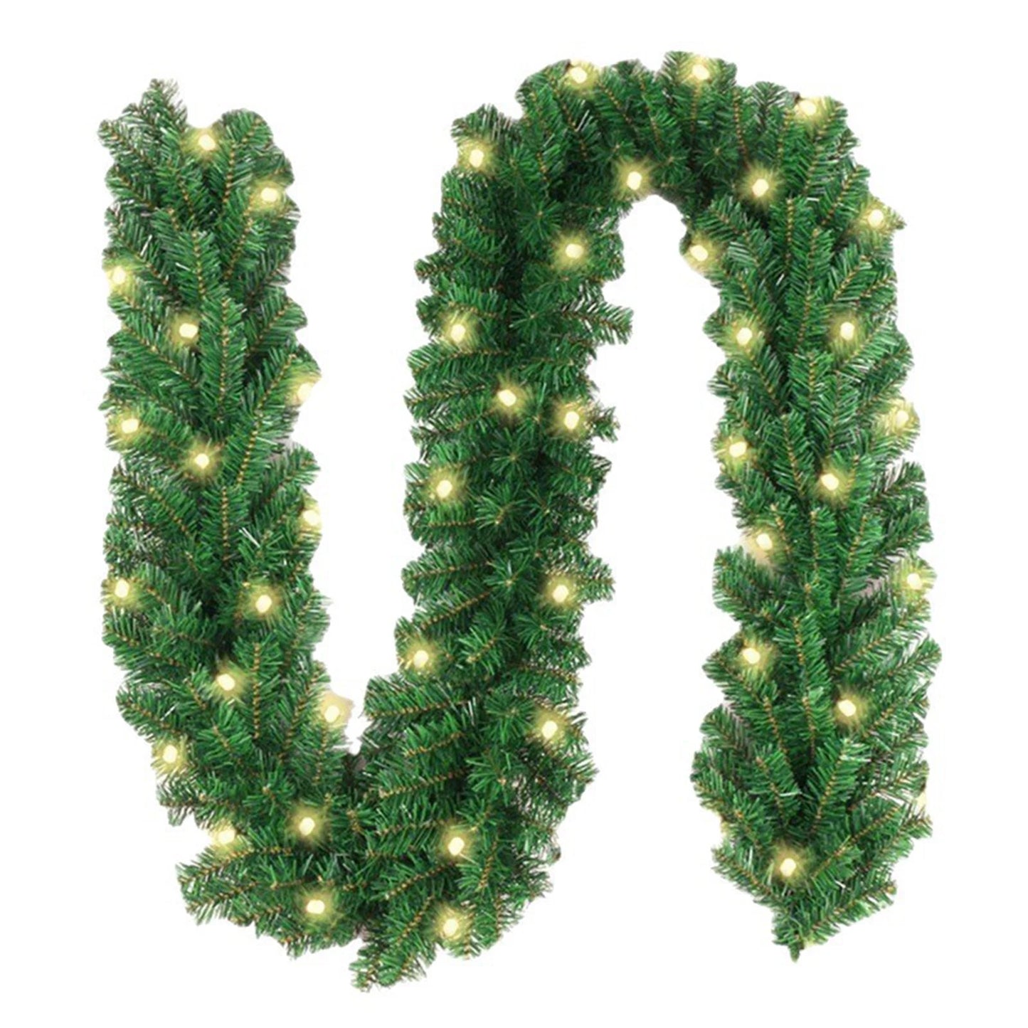 2.7M Christmas Rattan Garland – Wreath for Xmas Tree, Fireplaces, Stairs & Front Door Decoration