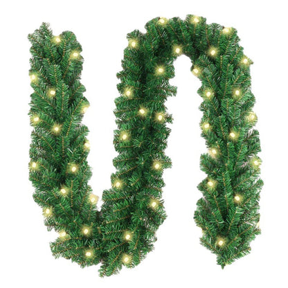 2.7M Christmas Rattan Garland – Wreath for Xmas Tree, Fireplaces, Stairs & Front Door Decoration