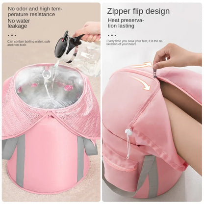 Heightened Folding Foot Soak Bucket - Over-Calf Knee Protection, Portable for Home and Travel, 1 Piece Fumigation Foot Wash Bag