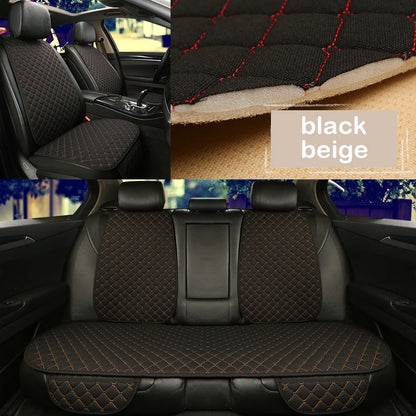 Universal Linen Car Seat Cover Protector Set – Breathable Flax Summer Cushion Pad for Front & Rear Seats Sedan, SUV & Pickup Interior Accessories