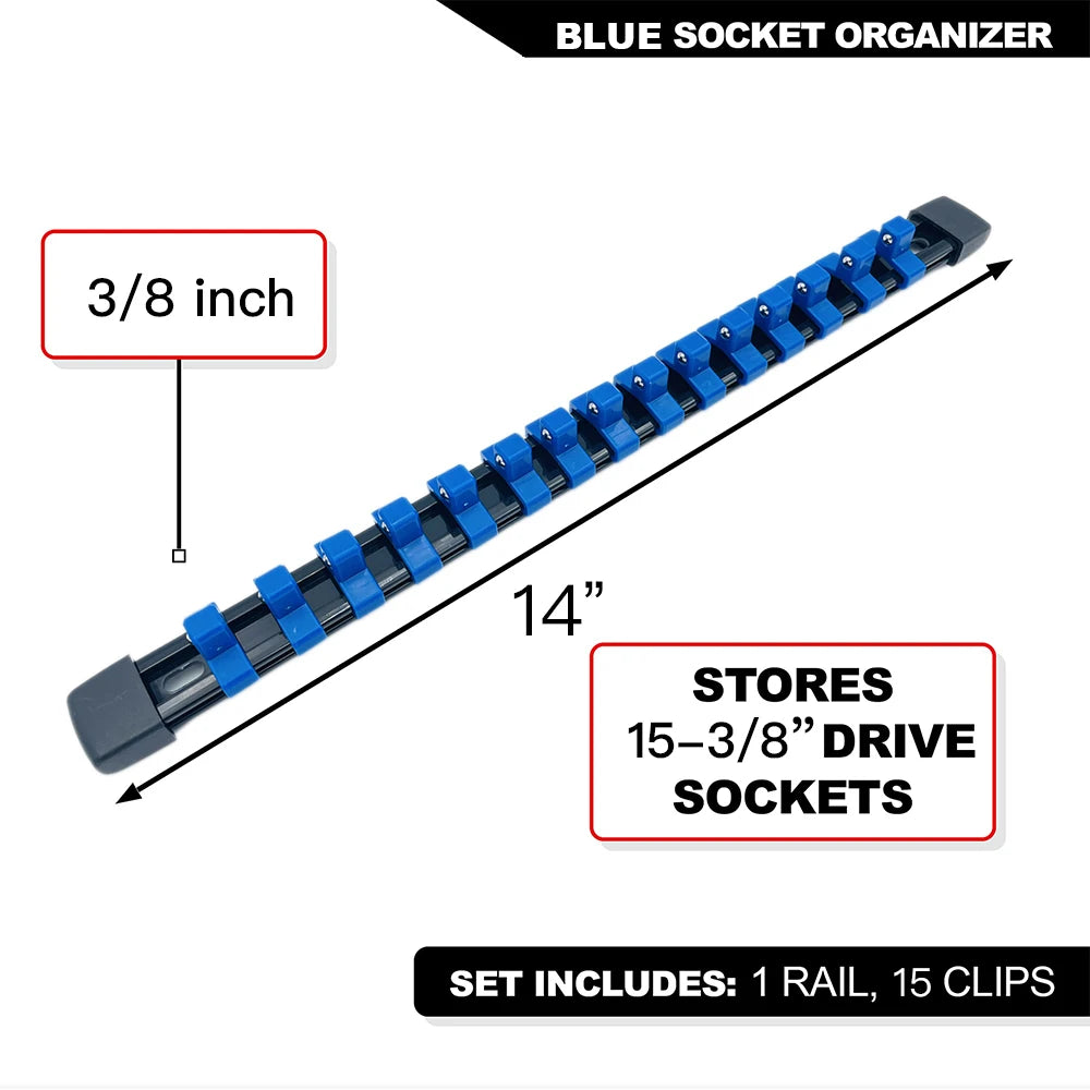 Universal Socket Organizer Rail – 1/4", 3/8", 1/2" Wrench Holder Plastic Bracket for Wall Mount & Home Repair Tools