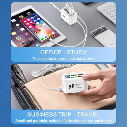 6-in-1 USB Charging Station - Fast Desktop Charger and Power Strip with 1m Cable for iPhone and Home Devices